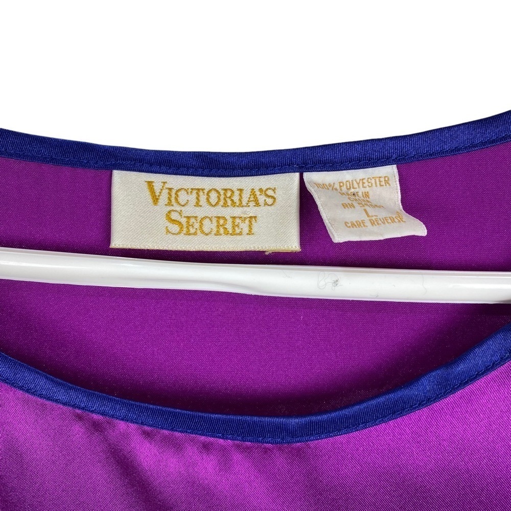 Vintage Victoria’s Secret Gold Label Nightgown Women’s Size L Purple Satin - Picture 4 of 8